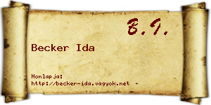Becker Ida névjegykártya